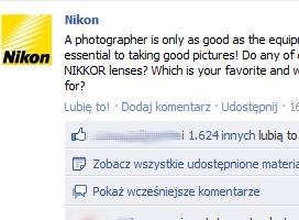 Nikon w ogniu krytyki. Za wpis na Facebooku