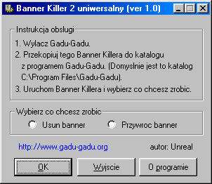 Wersja 1.0 programu Banner Killer 2