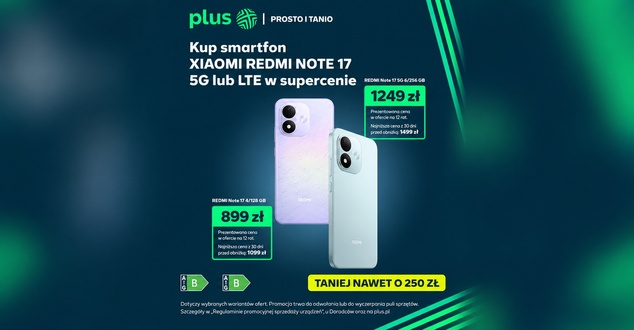 Xiaomi REDMI Note 17 debiutuje w Plusie. Operator obniża ceny i dorzuca prezenty