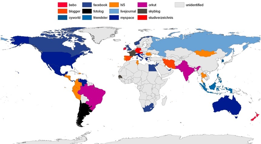 World Map Social Media/Networks